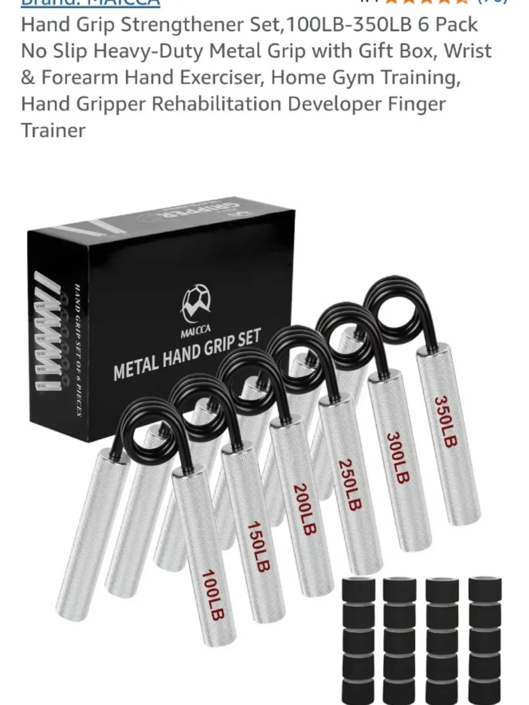 MAICCA Hand Grip Strengthener Set - 6 Pack thumbnail