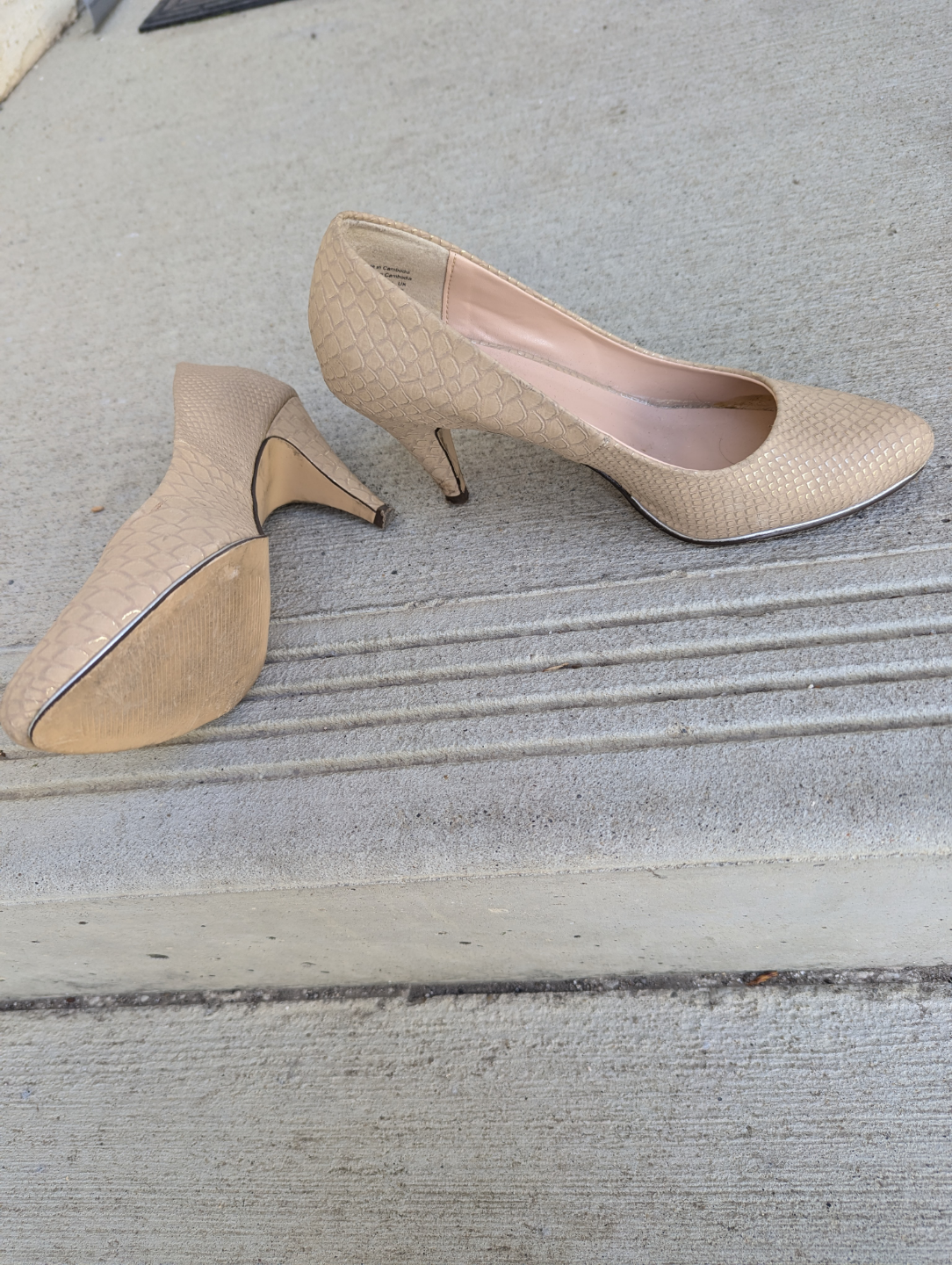Women's Beige Snakeskin-Print Heels - photo 2