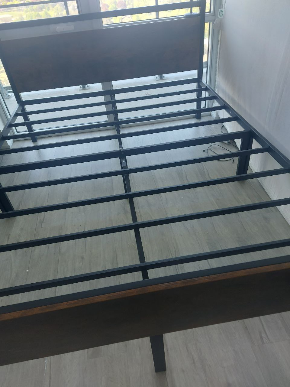Queen Metal Bed Frame with Wooden Headboard - photo 5