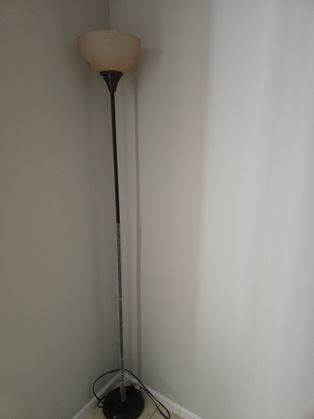 Tall Floor Lamp, Dark Brown with Beige Shade