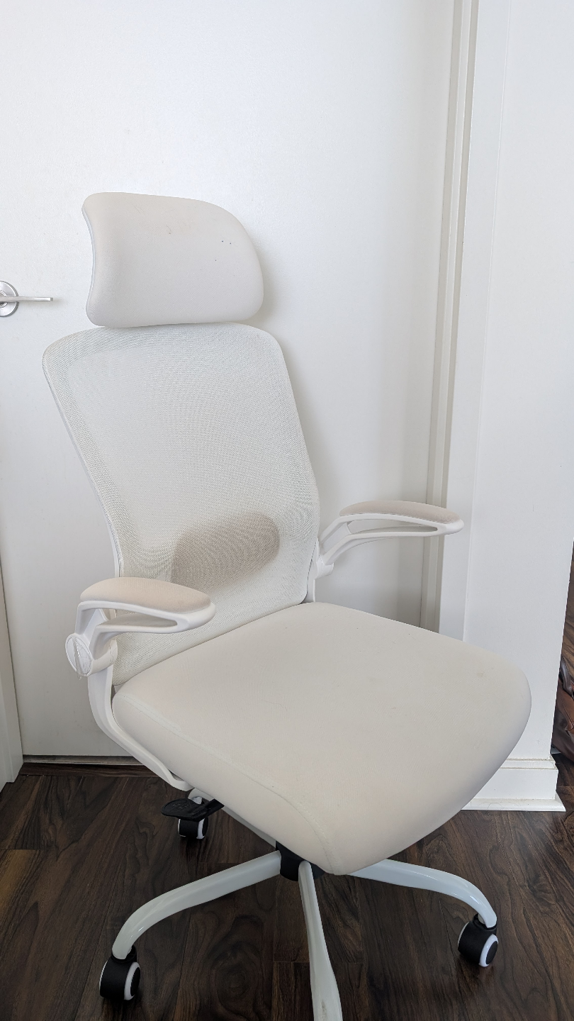 White Mesh Office Chair with Headrest