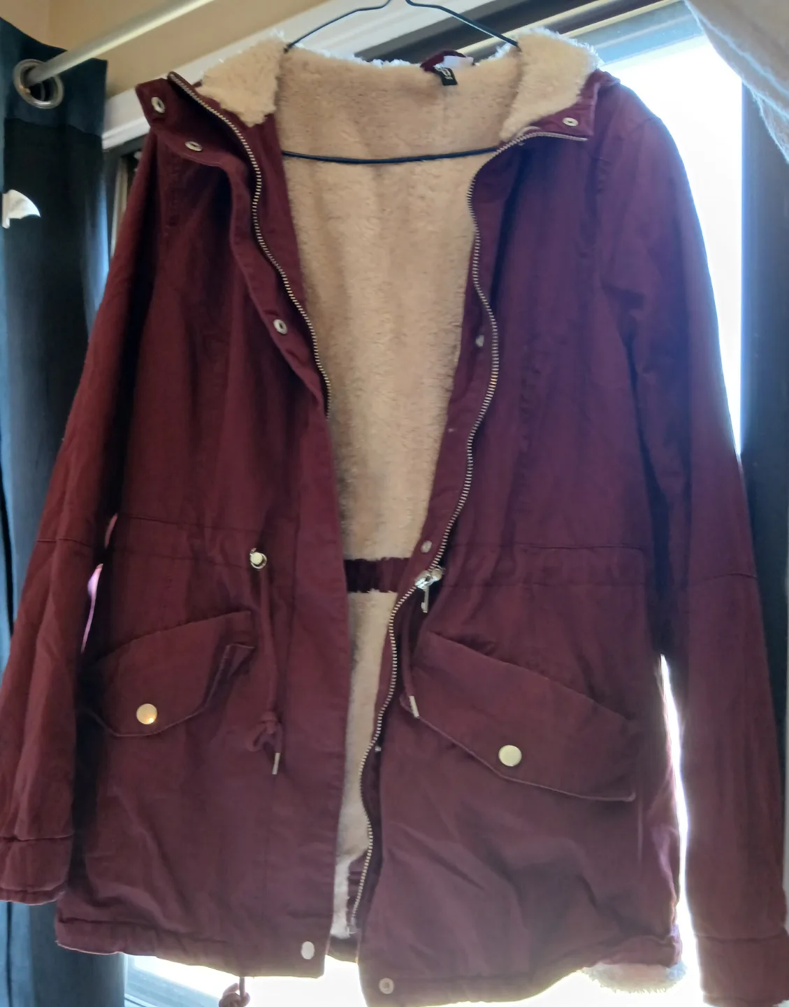 Burgundy Sherpa Lined Jacket thumbnail