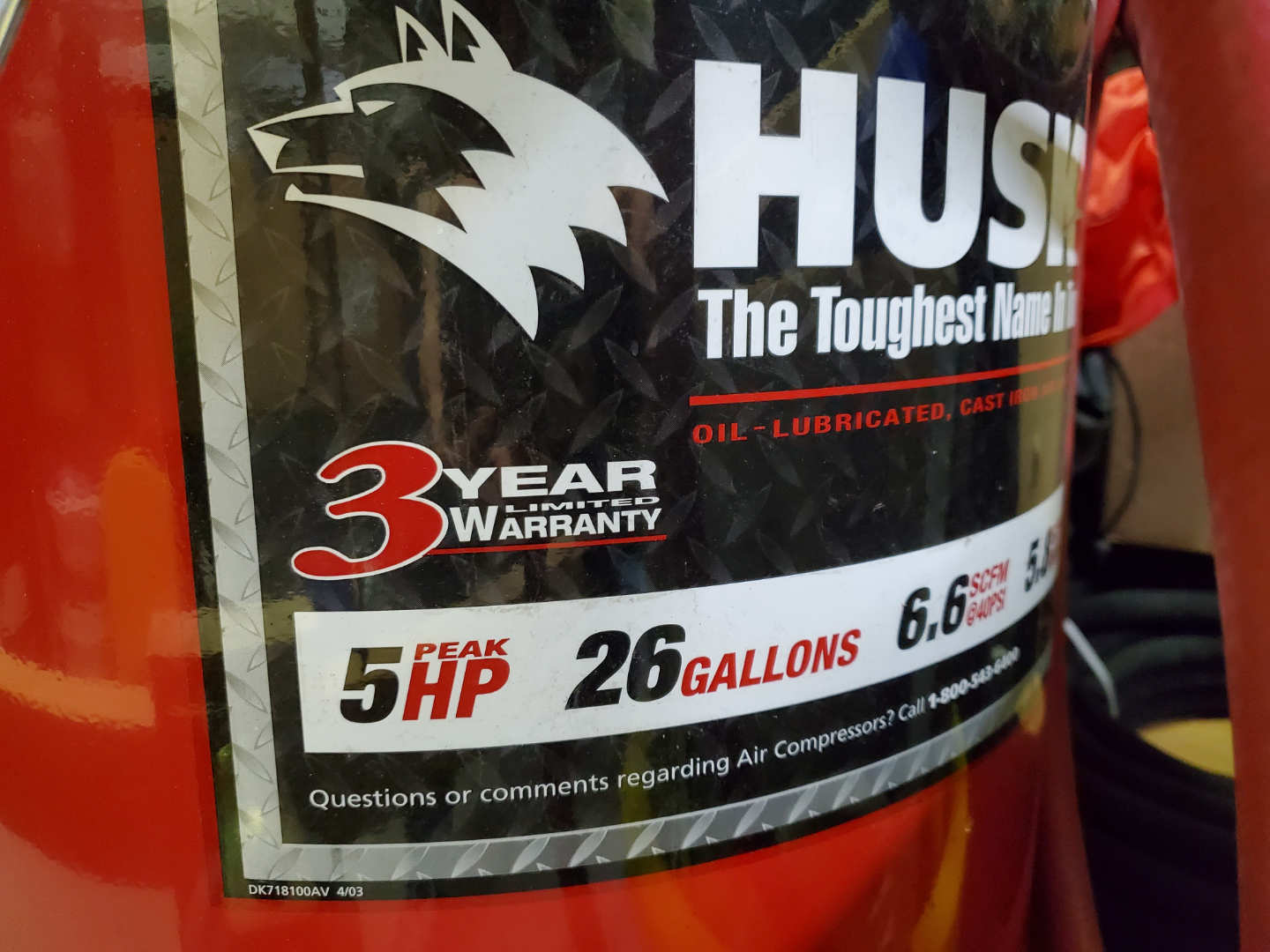 Husky Air Compressor 26 Gallon 135 PSI VT631502AJ - photo 3