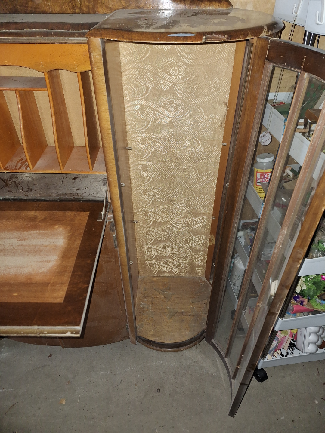 Vintage Wooden Secretary Desk with Glass Curio Cabinets - photo 2