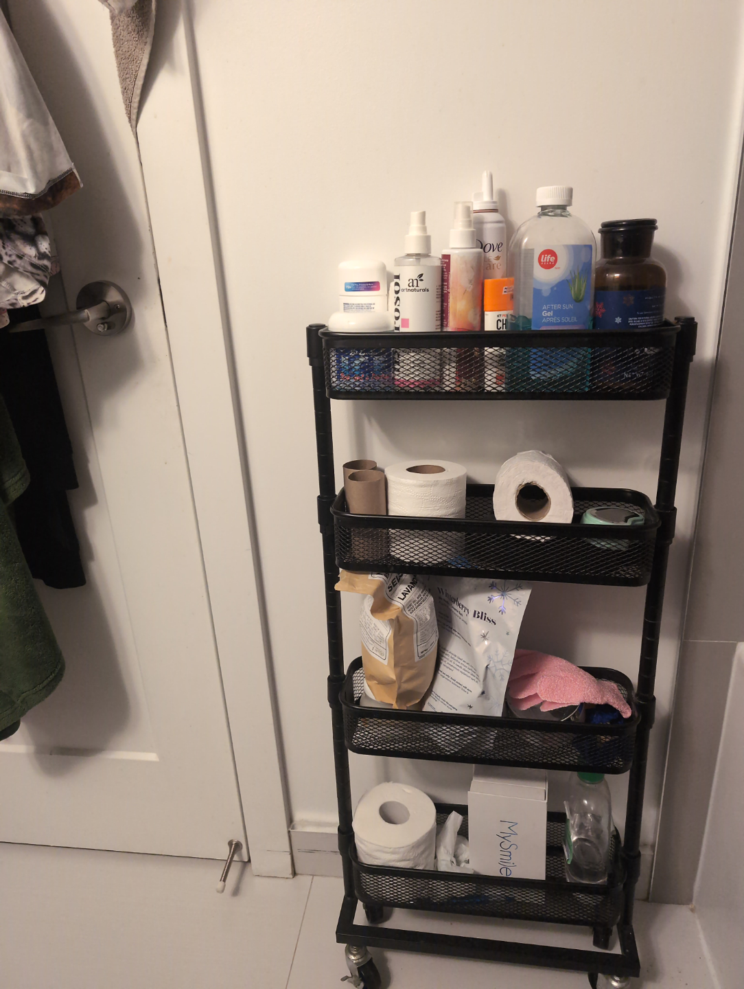 Black Rolling Storage Cart - Bathroom Organizer - photo 3