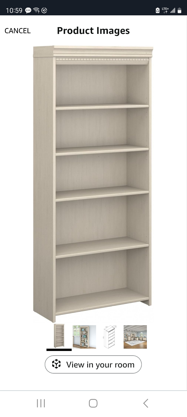 Elegant 5-Shelf Bookcase - Off-White