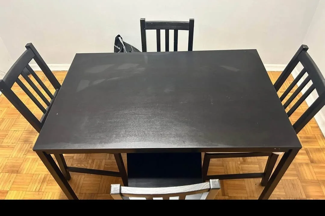 Black Dining Table Set - 4 Chairs thumbnail