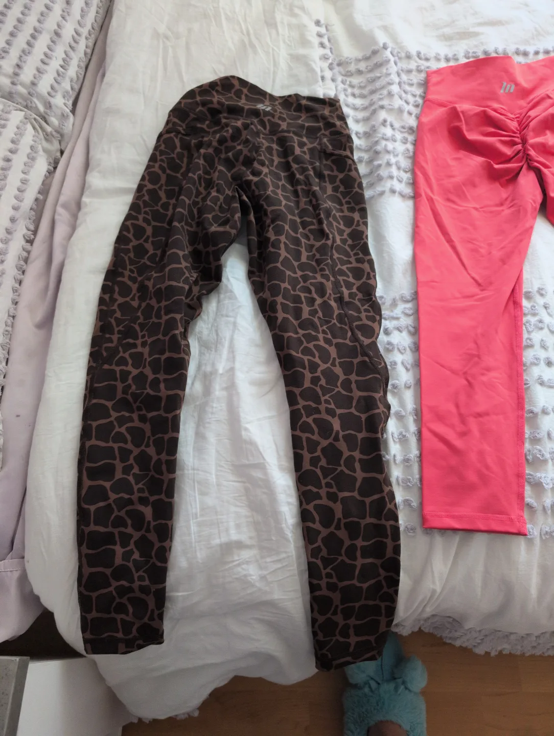 2 Pairs of Muscle Nation  Leggings - Coral & Giraffe Print thumbnail