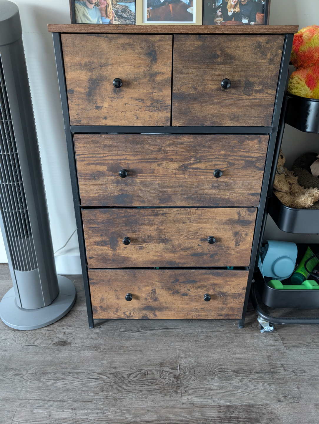 Five-Drawer Chest of Drawers - Rustic Brown & Black - photo 2