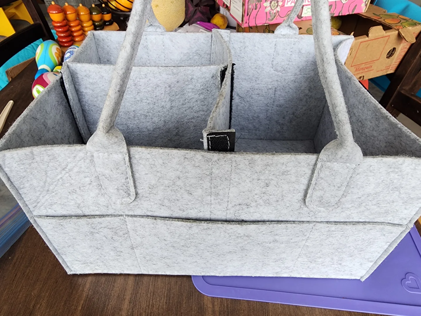 Grey felt organizer basket image indicator(2)