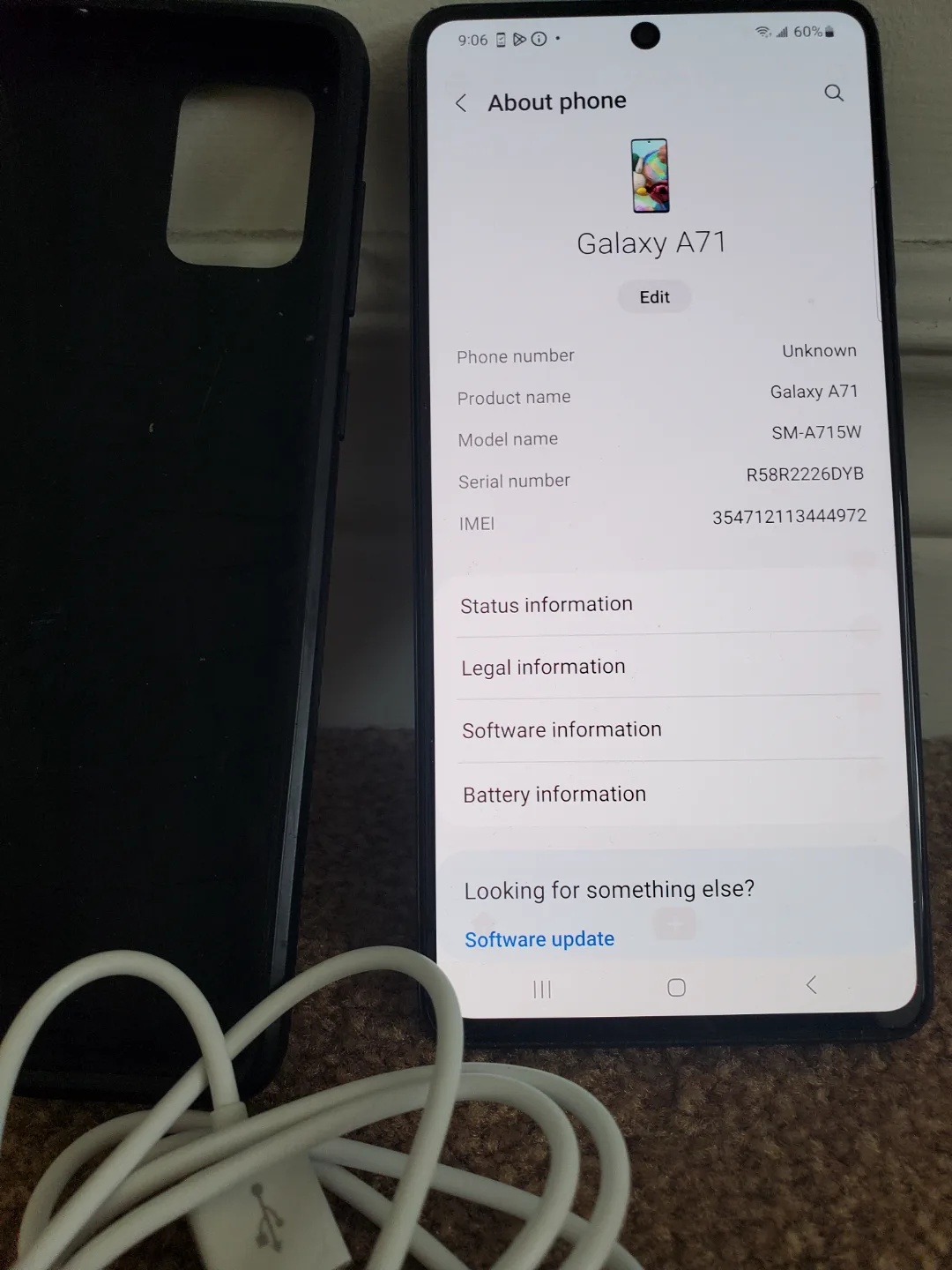 Samsung Galaxy A71 Smartphone with Case and Cable image indicator(3)