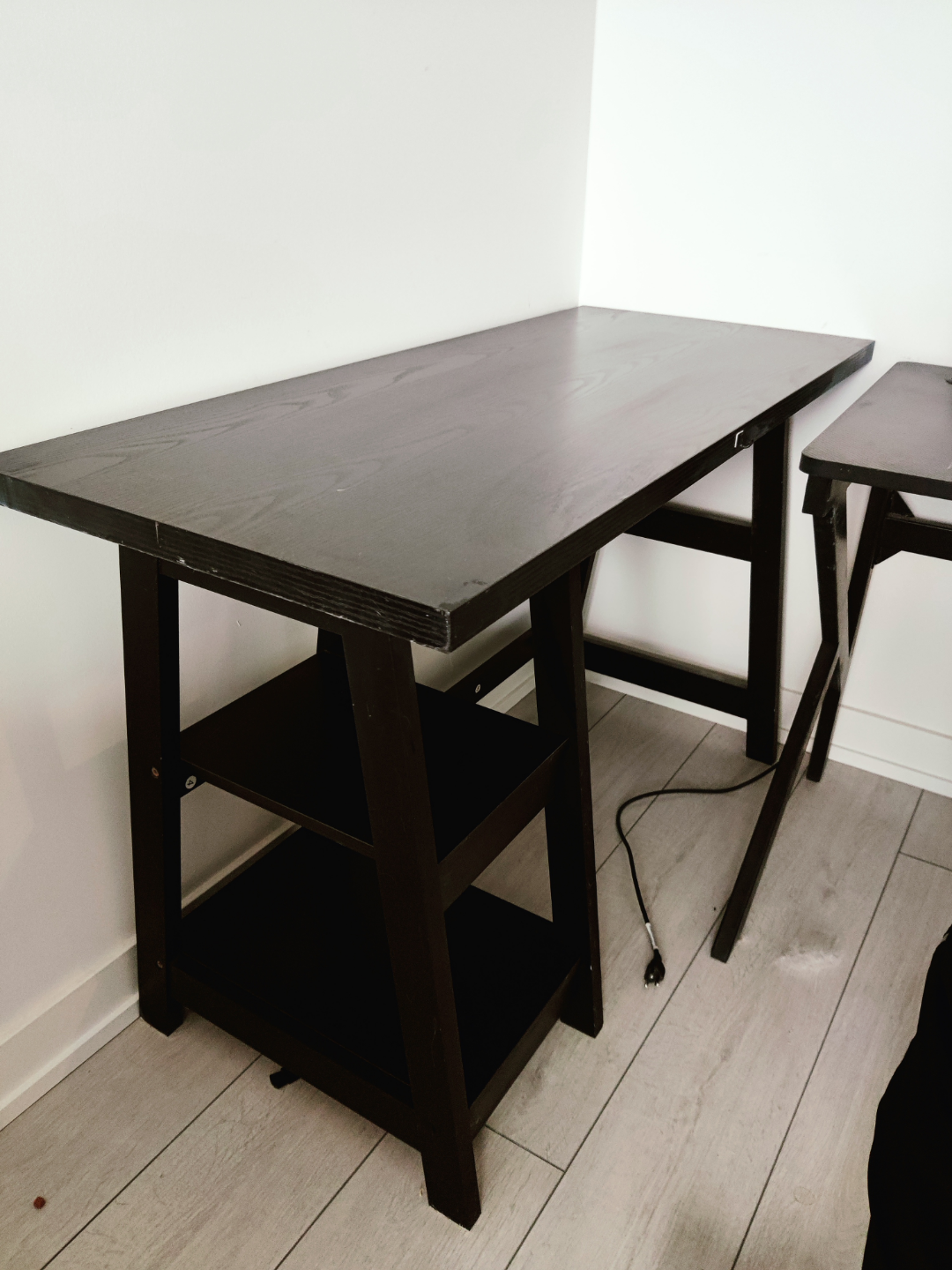 Dark Brown Wooden Desk with Shelf