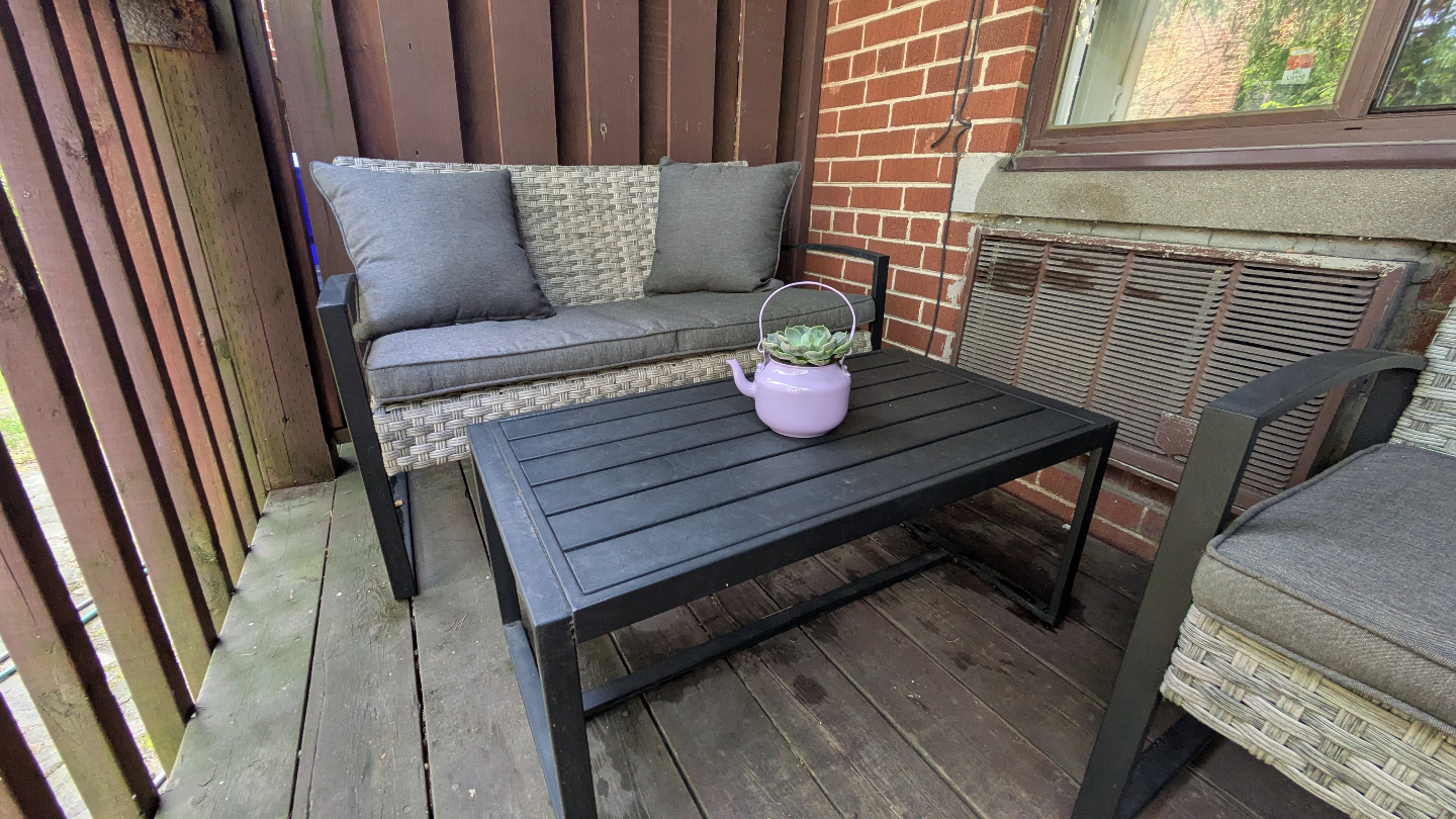 4-Piece Hampton Bay Patio Conversation Set with Grey Cushions - photo 2