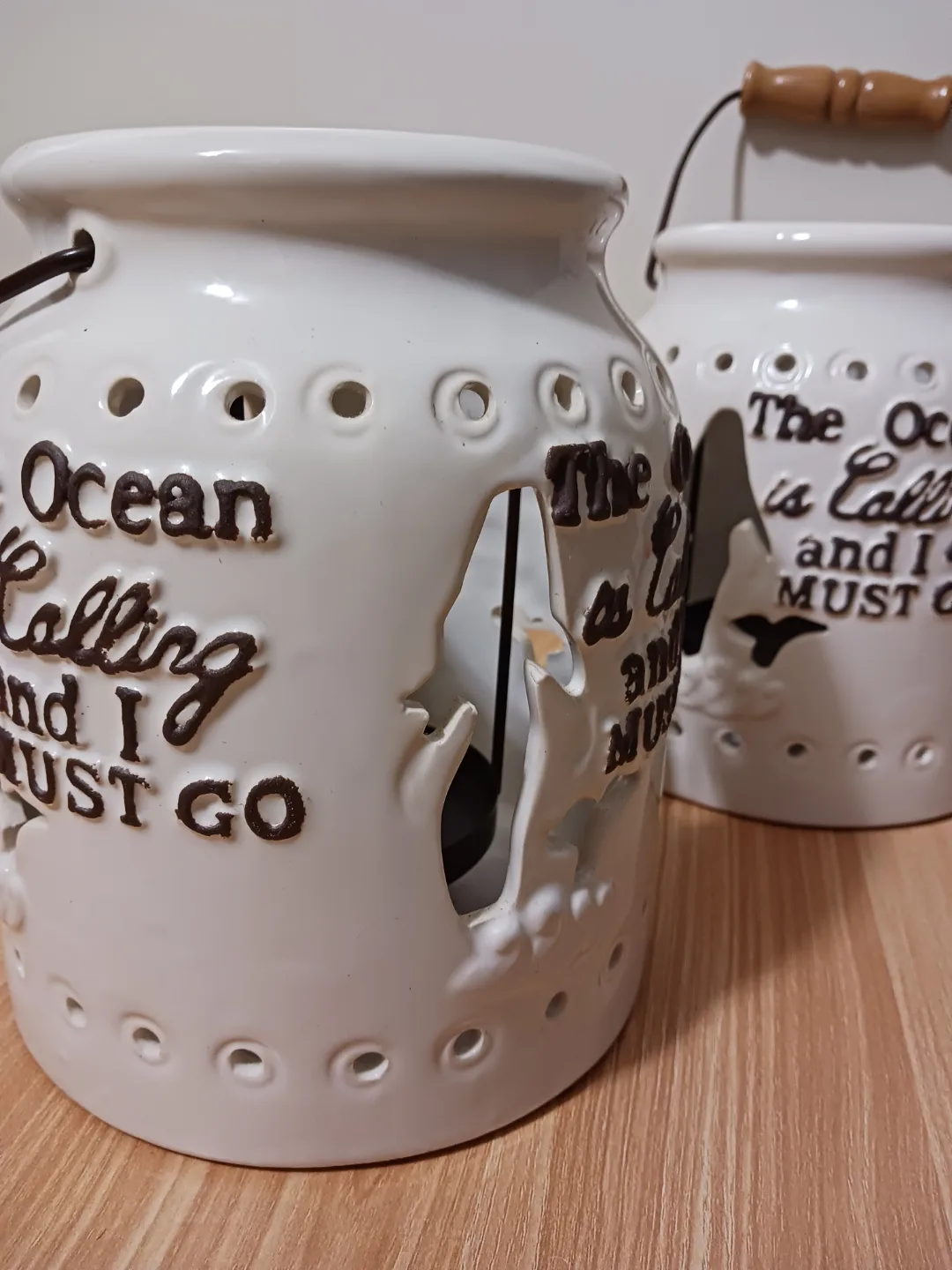 Set of 2 Ceramic Candle Lanterns, Ocean image indicator(4)