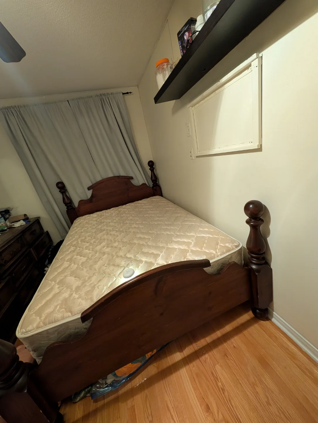 Queen bed frame with mattress thumbnail