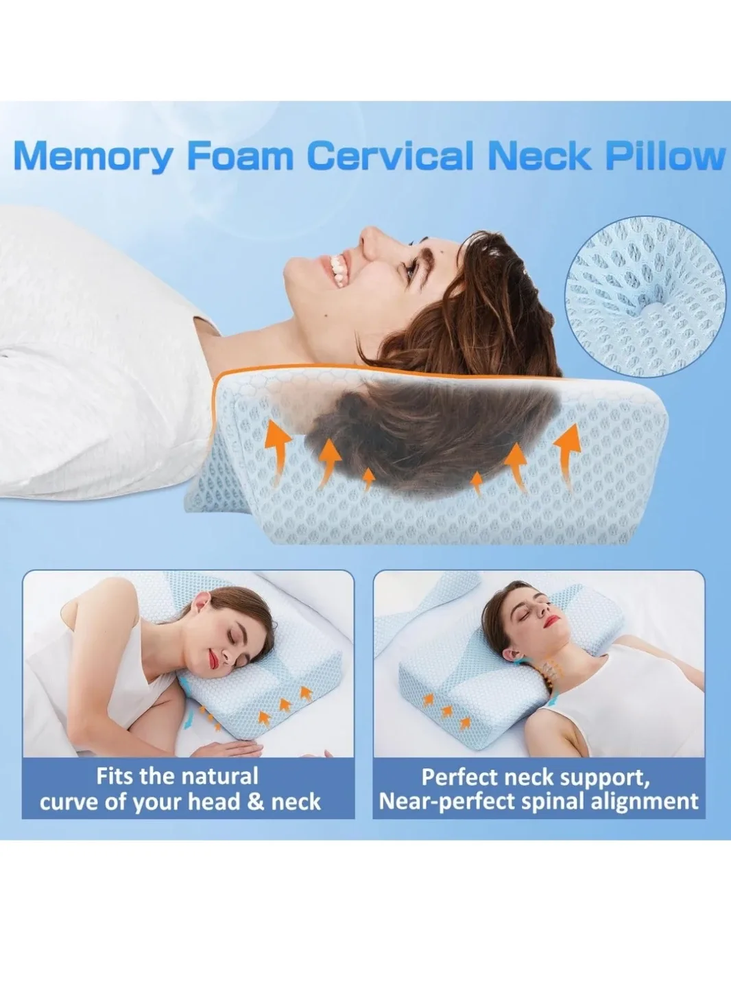 Memory Foam Cervical Neck Pillow - LIKE NEW - Retails for 50$ image indicator(4)