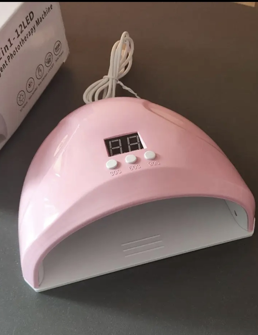 Pink LED Nail Lamp Dryer 12 LED UV Gel Polish Curing Machine