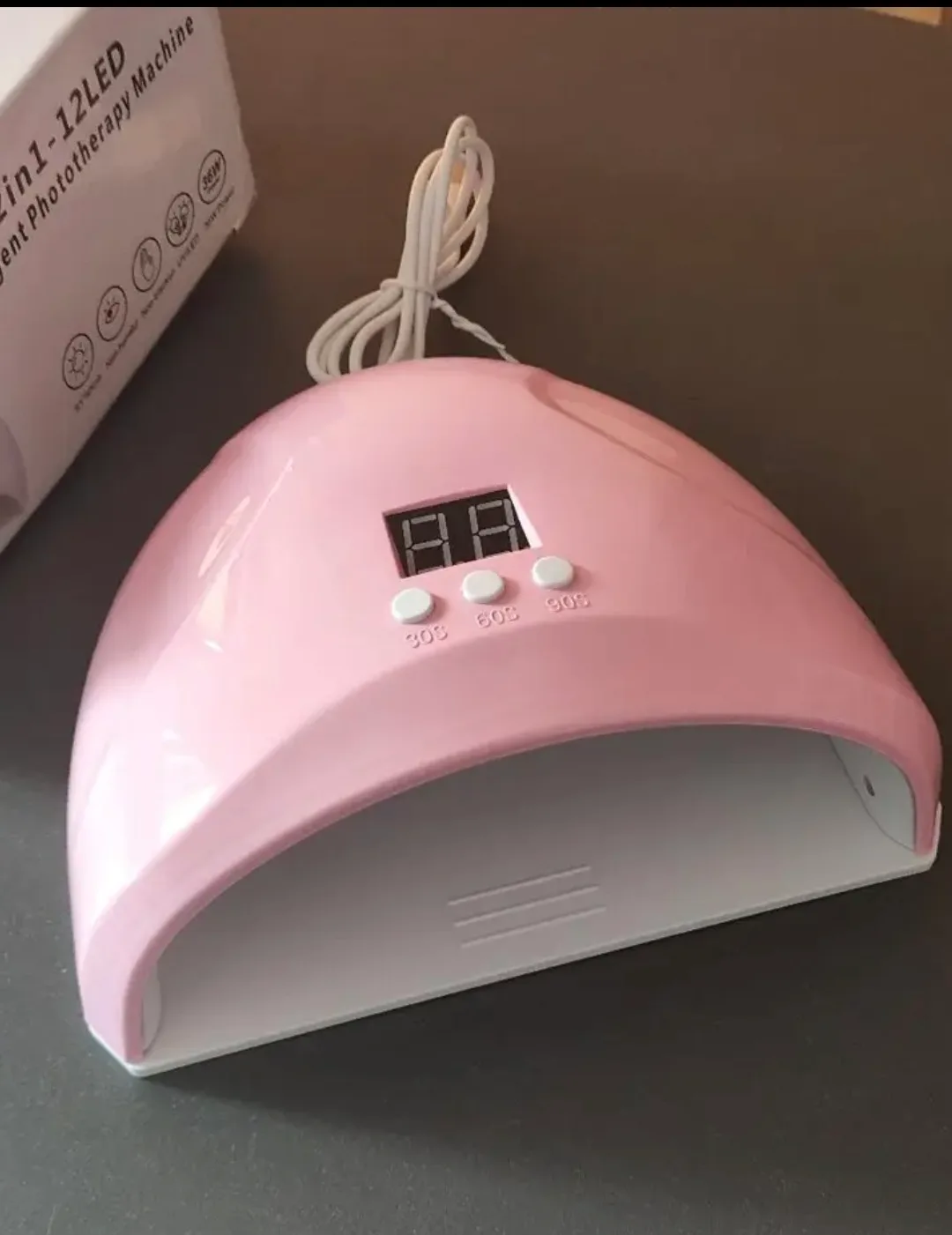 Pink LED Nail Lamp Dryer 12 LED UV Gel Polish Curing Machine thumbnail