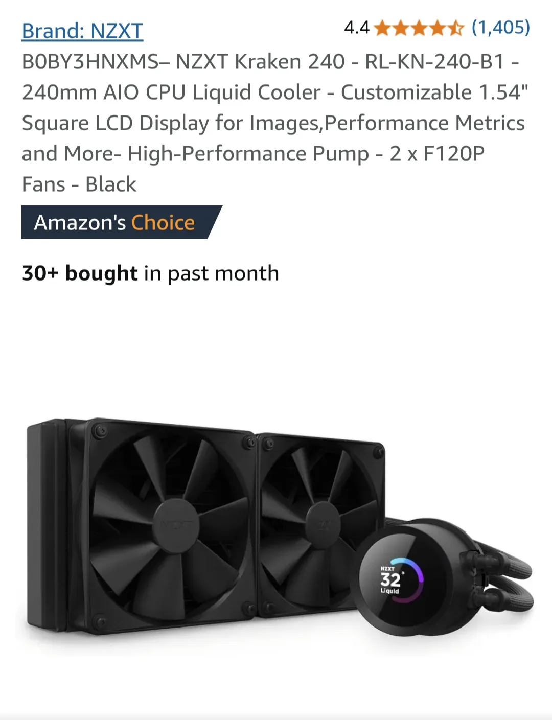 NZXT Kraken 240 AIO Liquid CPU Cooler thumbnail