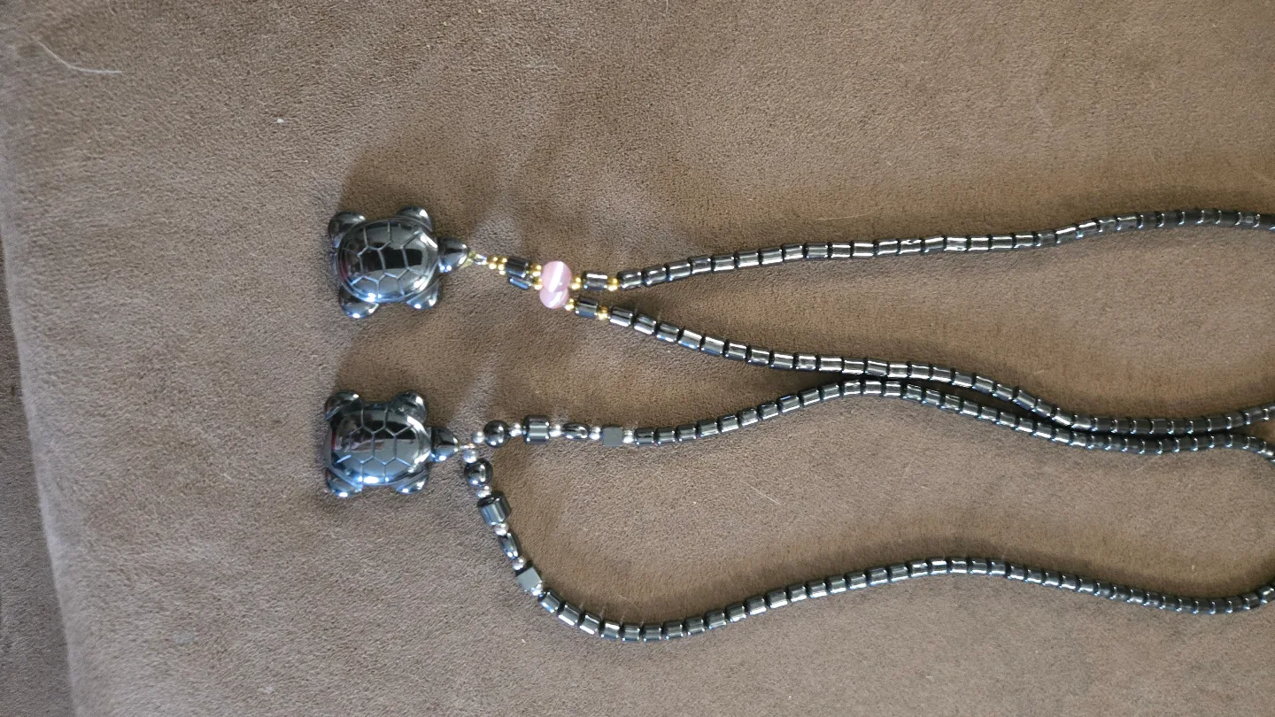 Two Hematite Turtle Necklaces his and hers thumbnail