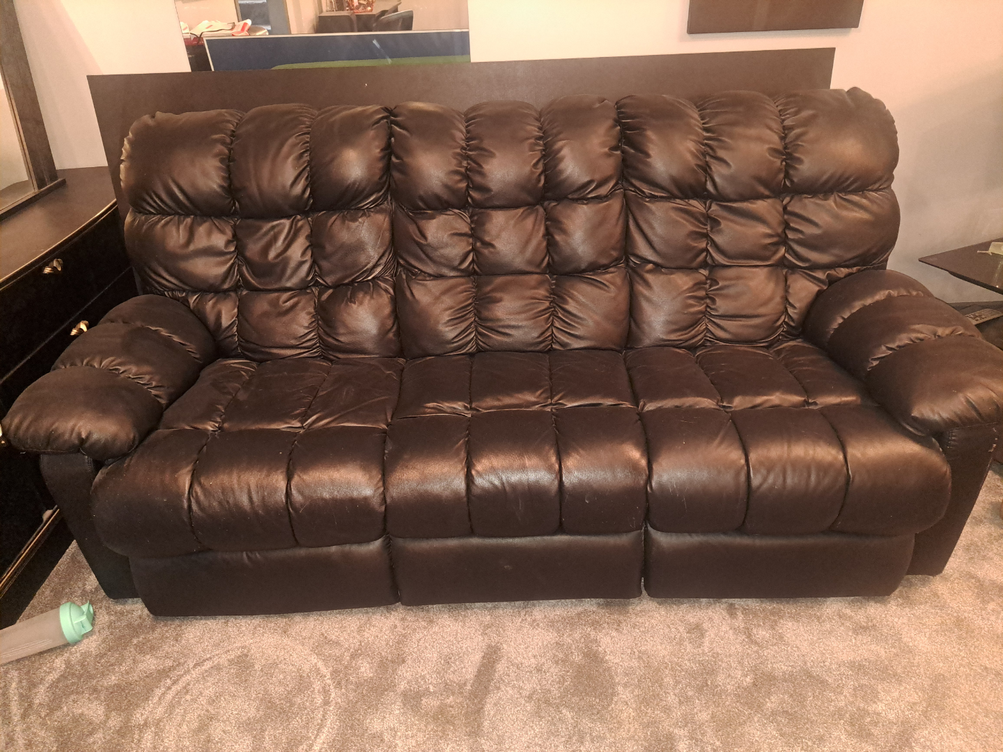 Black Leather Reclining Sofa