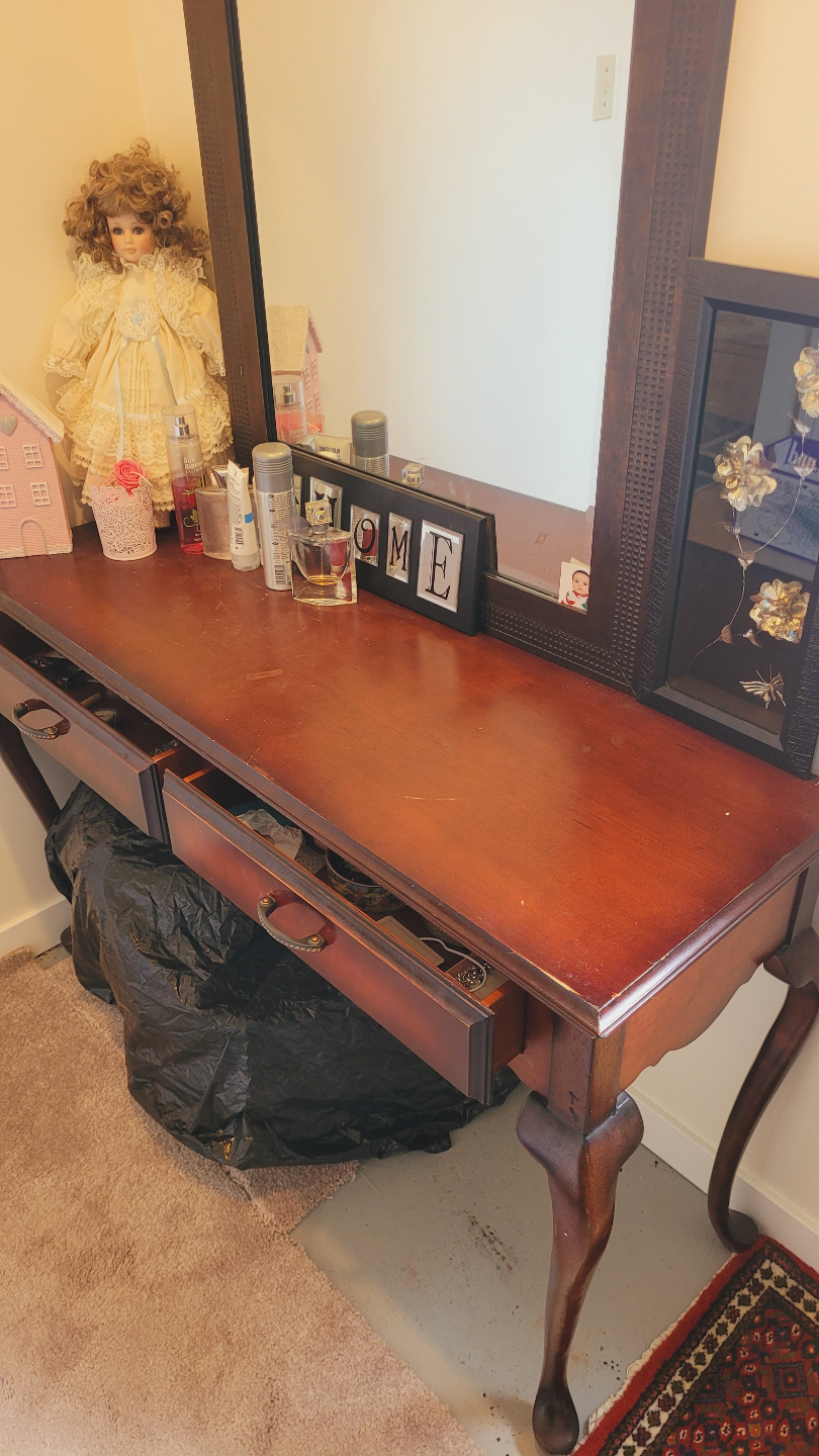 Antique Vanity Table with Mirror - photo 2
