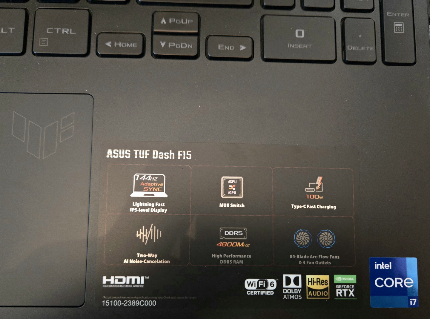 ASUS TUF Dash F15 Gaming Laptop - Black Crocodile Skin - photo 4