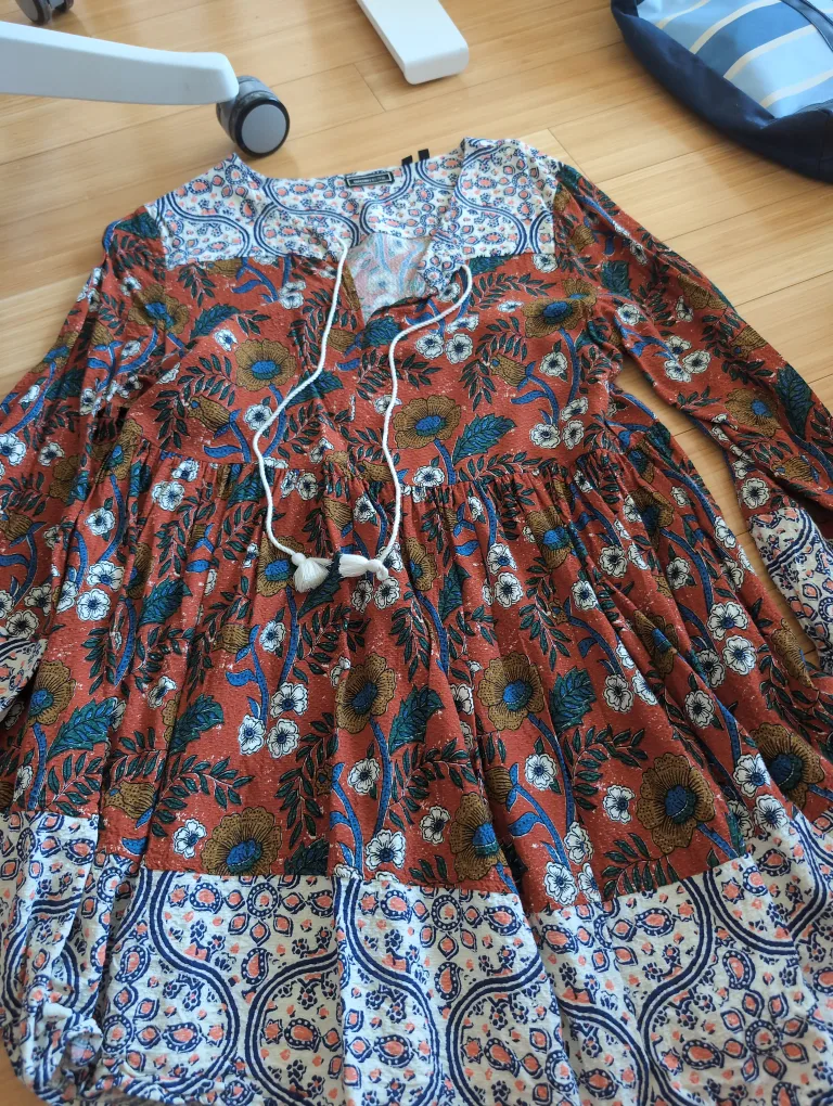Superdry Women's Size 10 Floral Long Sleeve Mini Dress thumbnail