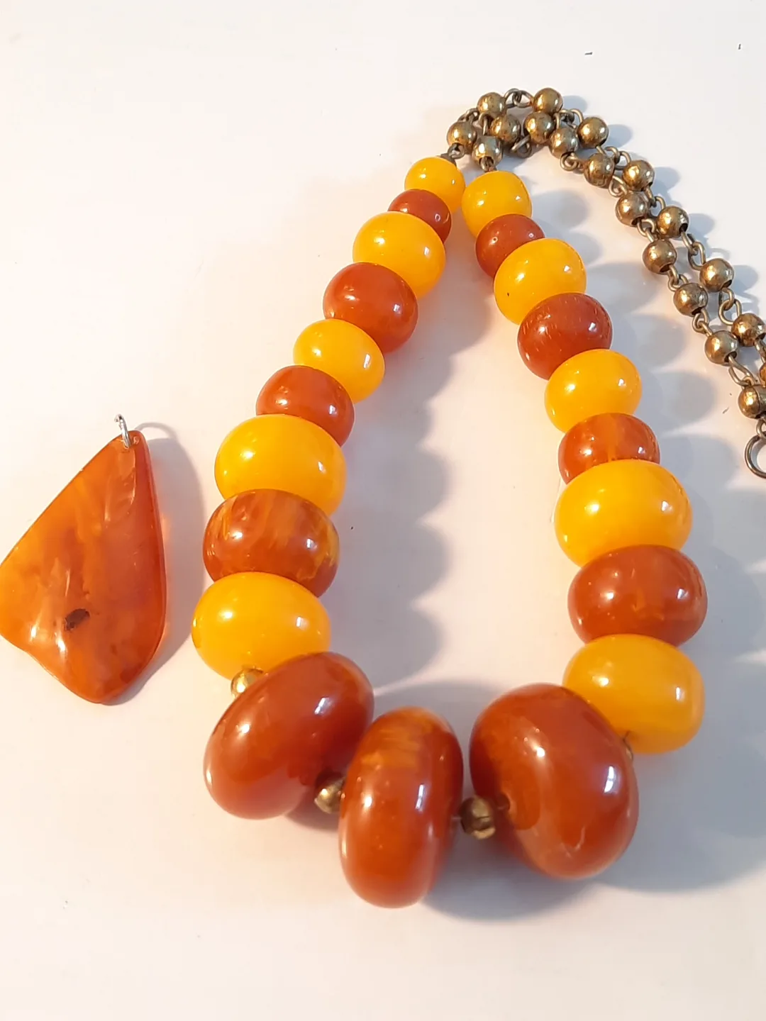 vintage neclase with 2 tone amber.and amber pendant thumbnail