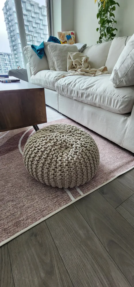 Knitted Round Pouf Ottoman Footrest thumbnail