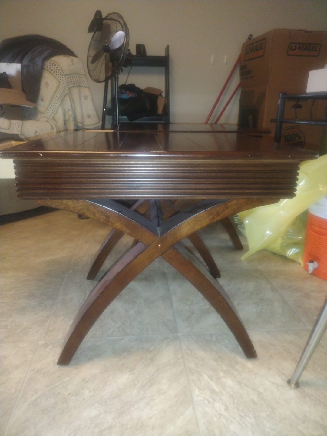 Pair of Dark Brown Wooden End Tables with Drawers