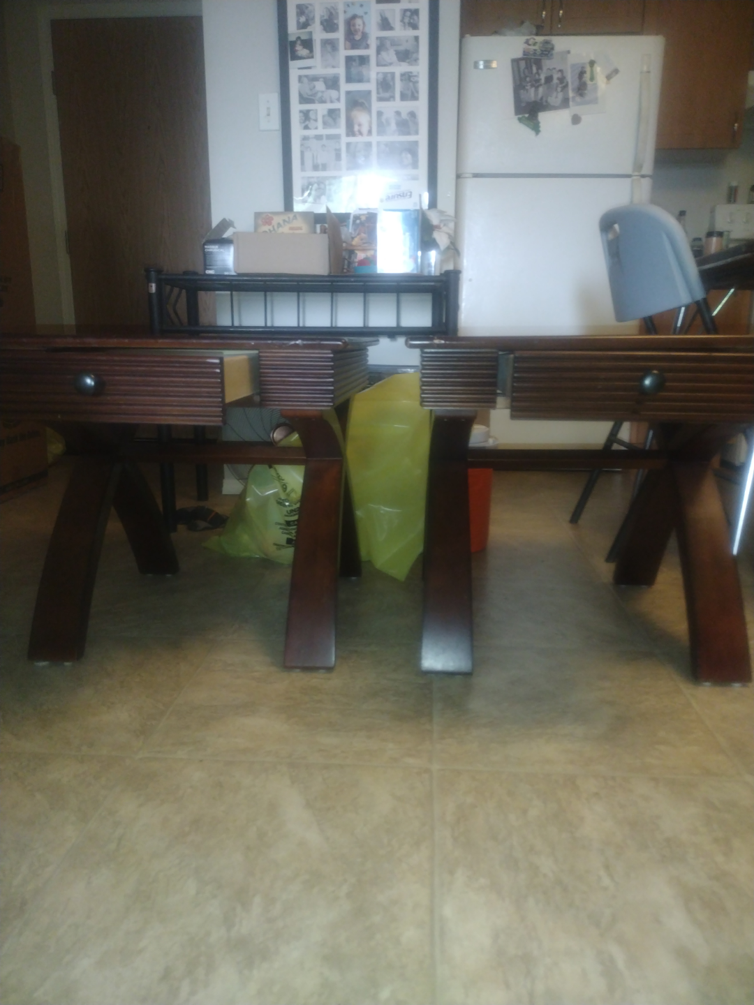 Pair of Dark Brown Wooden End Tables with Drawers - photo 2