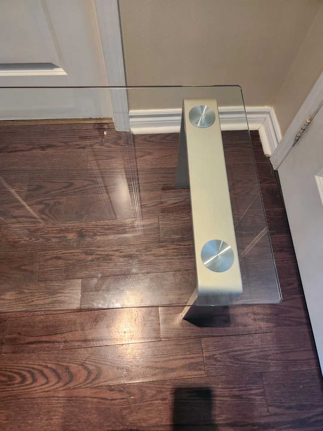 Glass Coffee Table with Silver Metal Legs image indicator(6)