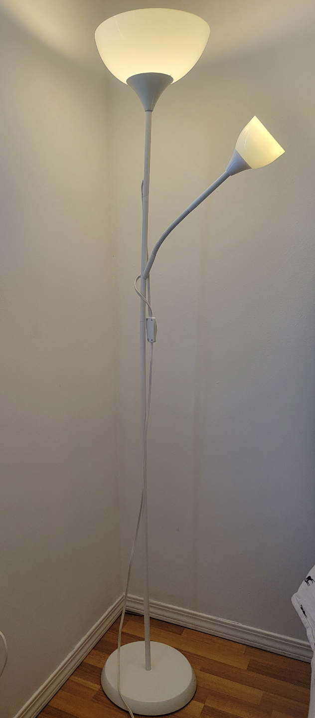 White Two-Light Floor Lamp