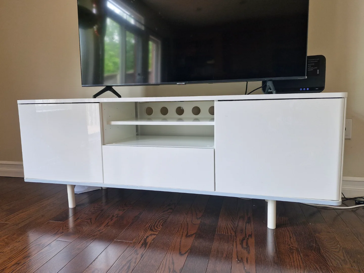 White TV Stand with Storage thumbnail