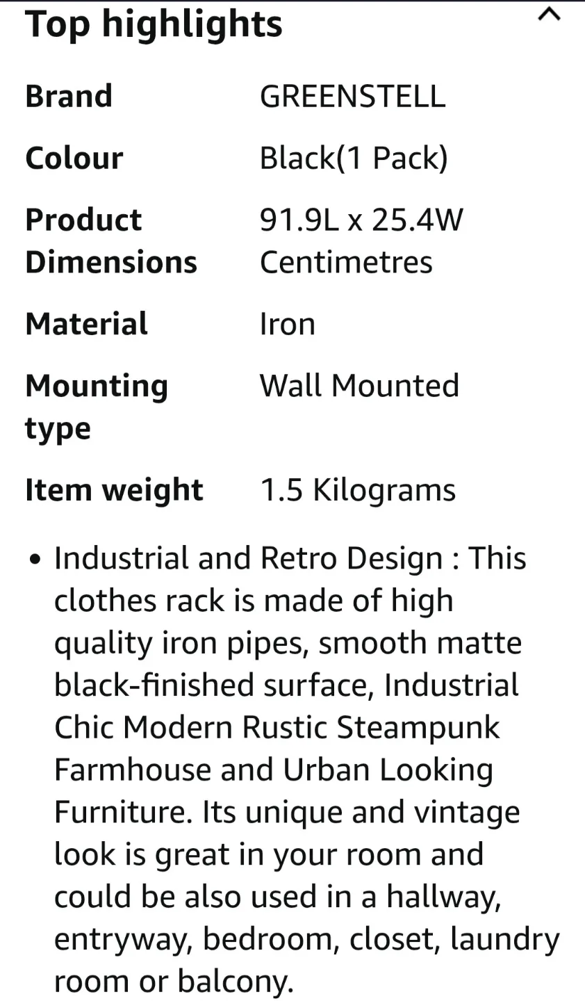 Wall Mounted Garment Rack, Black Industrial Pipe Style. image indicator(9)