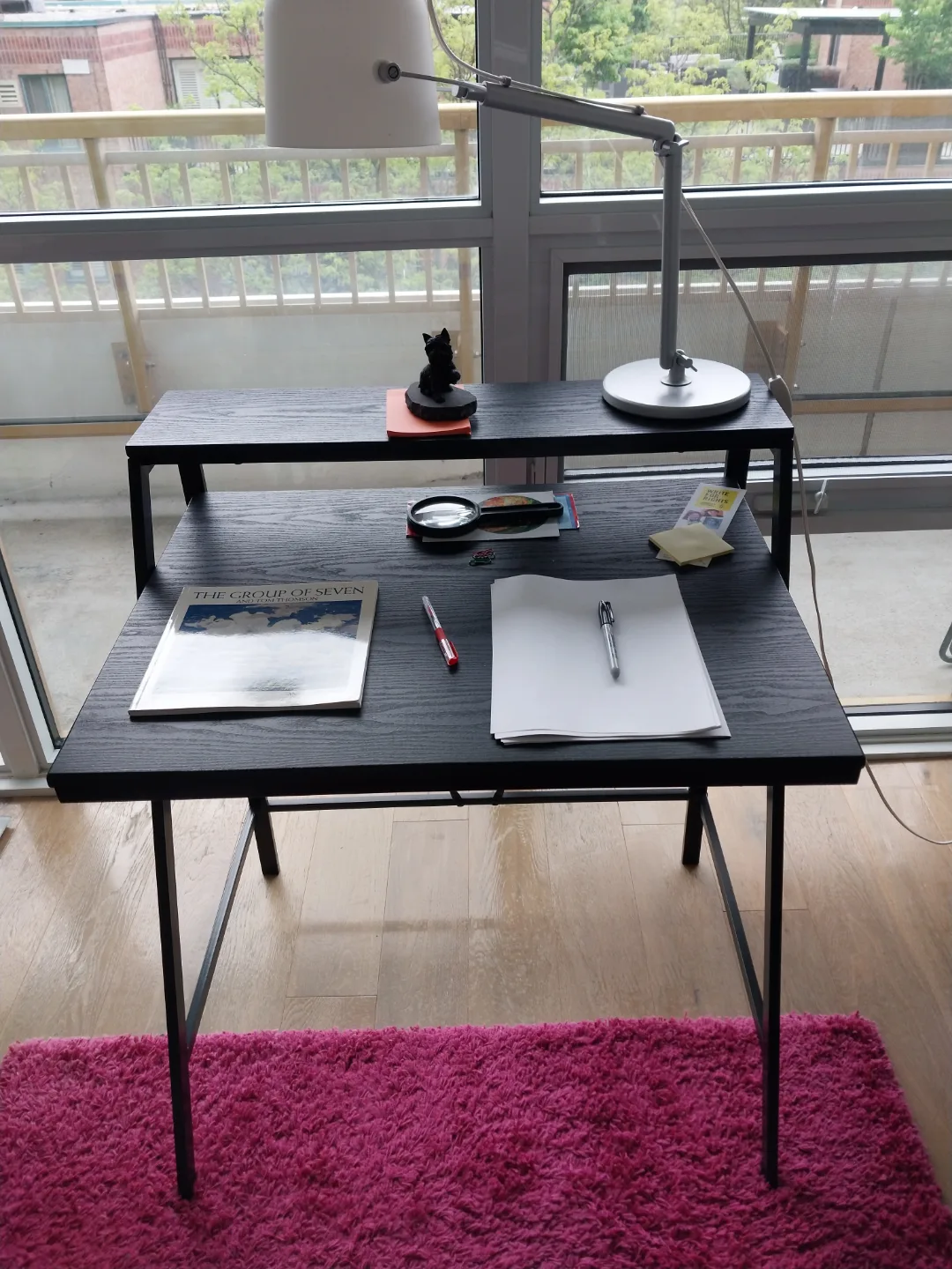 Black Wooden Desk with Metal Frame thumbnail