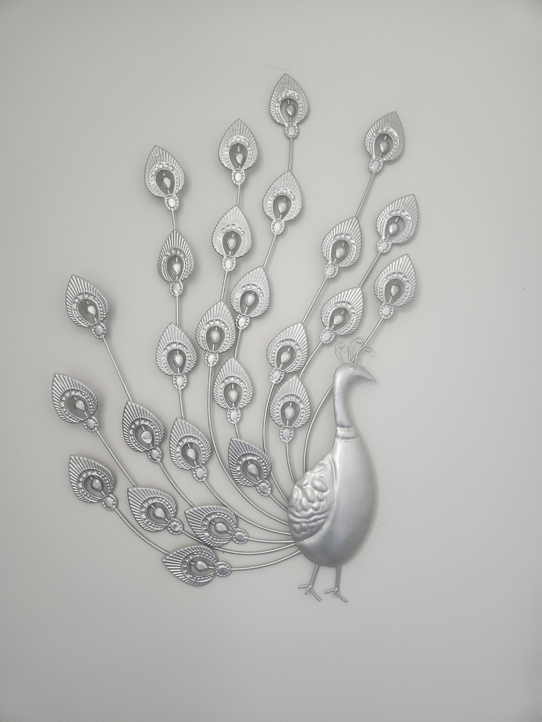 Silver Metal Peacock Wall Decor