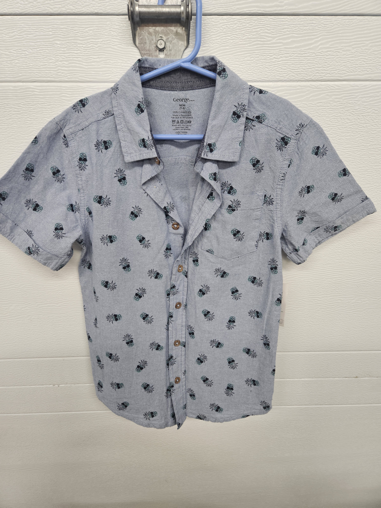 George Boys' M/M (7-8) Pineapple Print Short Sleeve Shirt