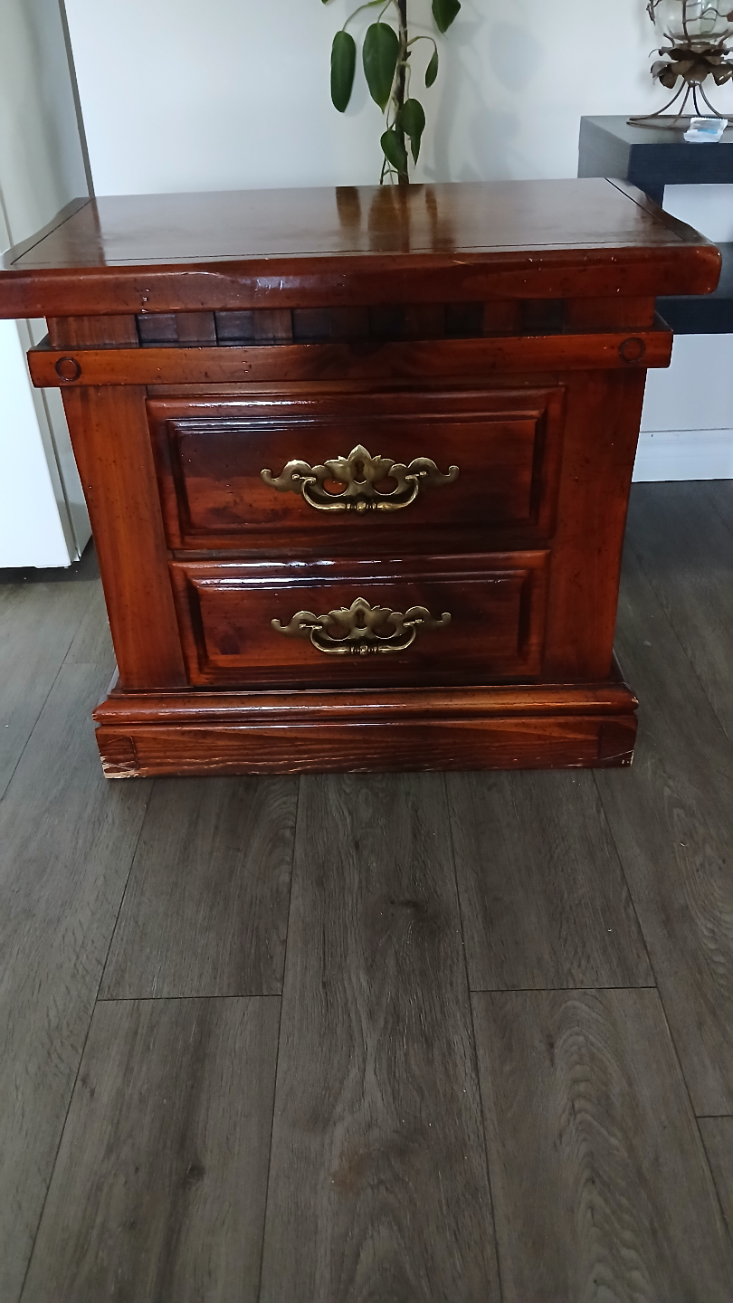 Dark Wood Two-Drawer Nightstand