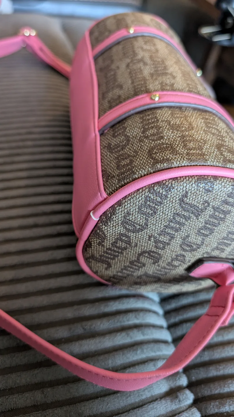 Juicy Couture Pink & Brown Barrel Bag Purse image indicator(3)