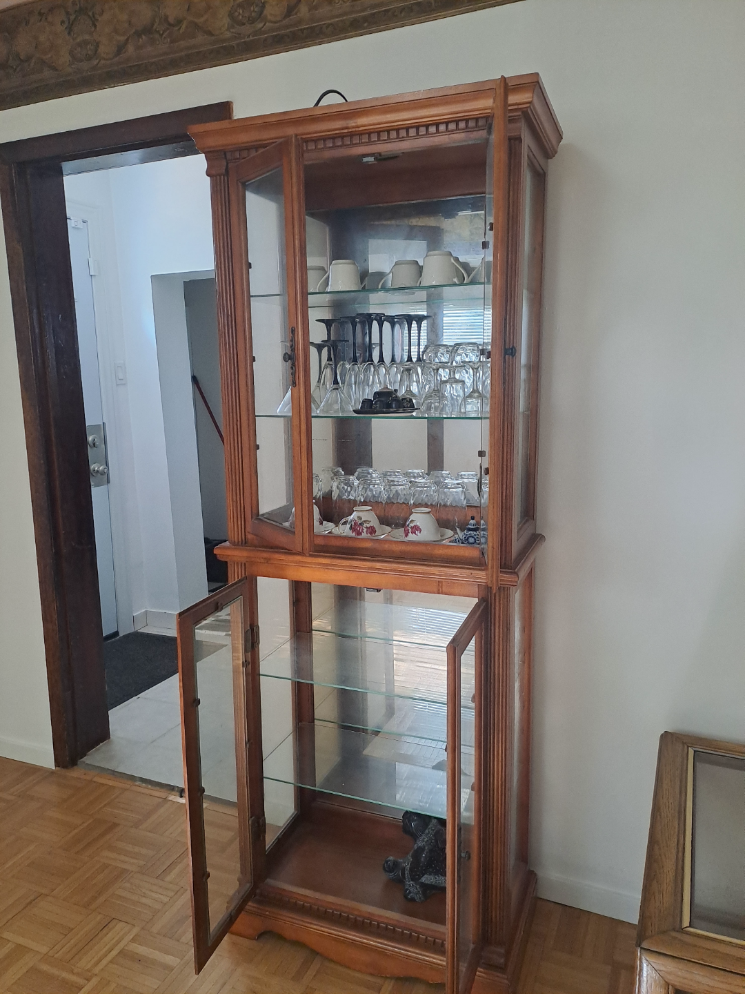 Wooden Curio Cabinet with Glass Doors - photo 5