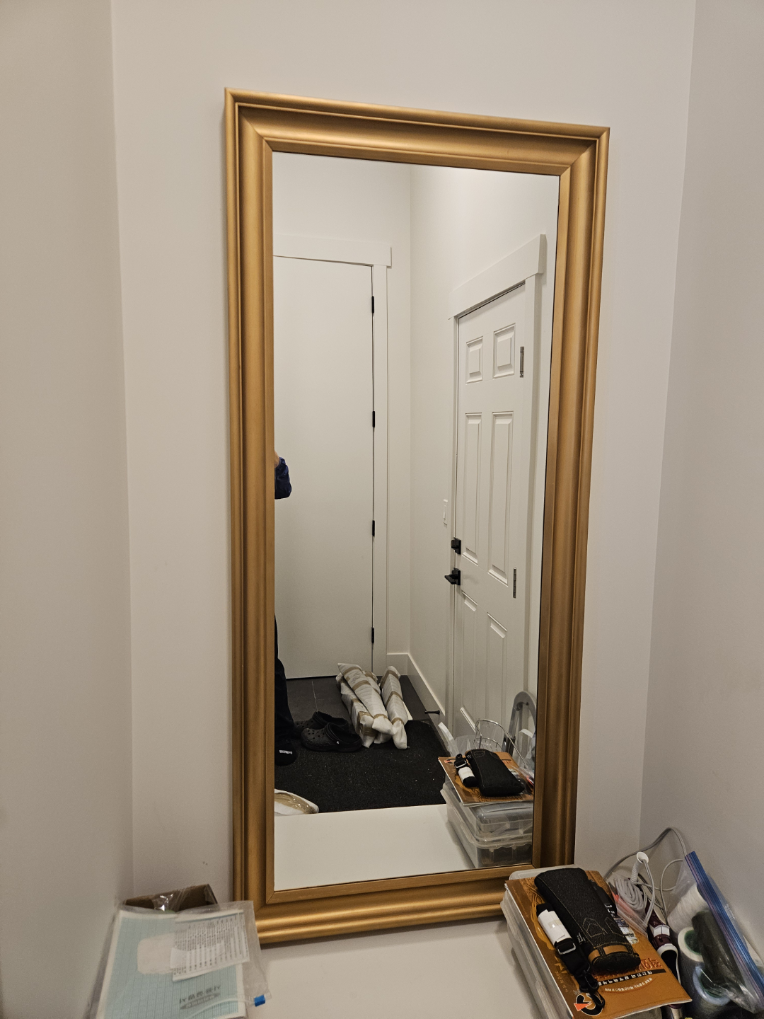 Gold framed full-length mirror