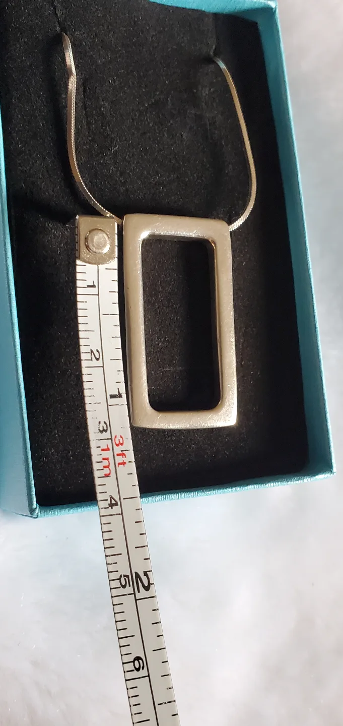 Vintge Birks Silver Rectangle Pendant Necklace image indicator(6)