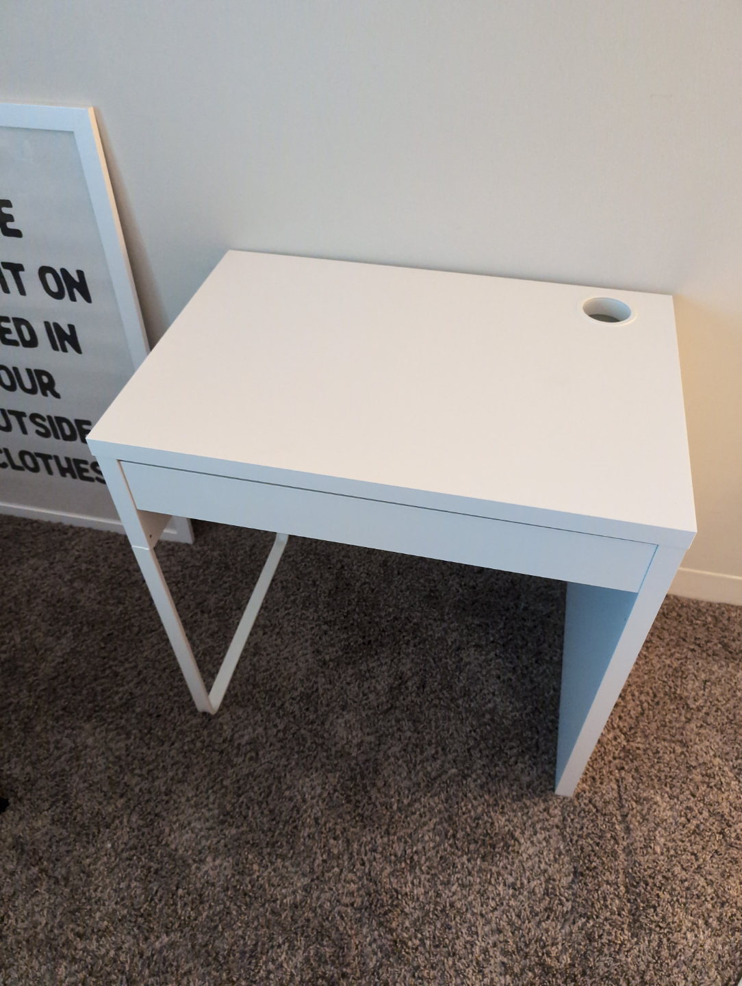 MICKE IKEA White Desk with Drawer and Cable Management