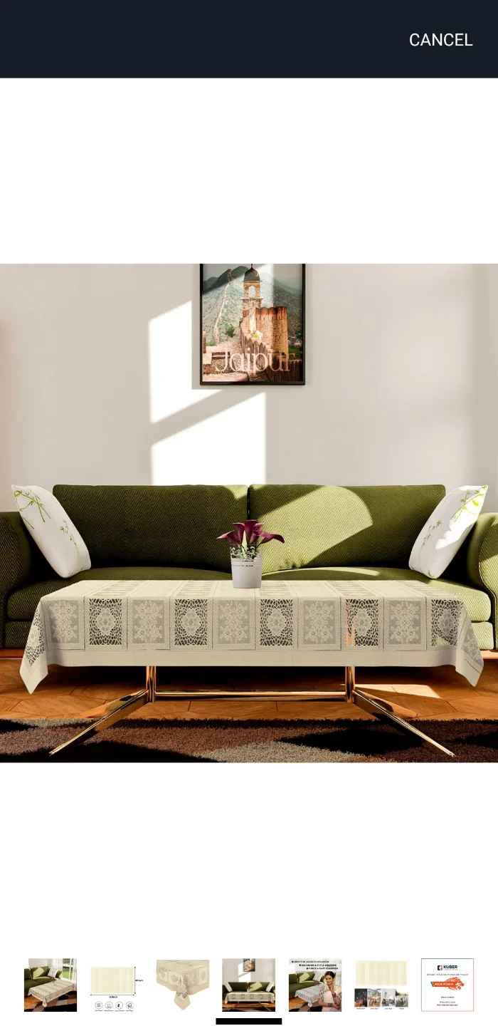Cream Tablecloth - 60x40 Inches thumbnail