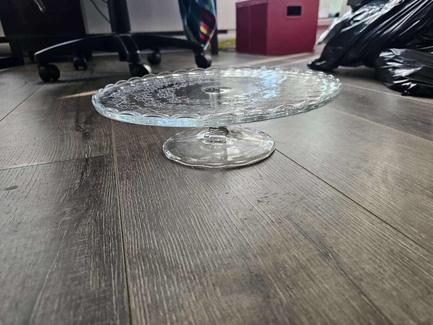Glass Cake Stand with Floral Design thumbnail