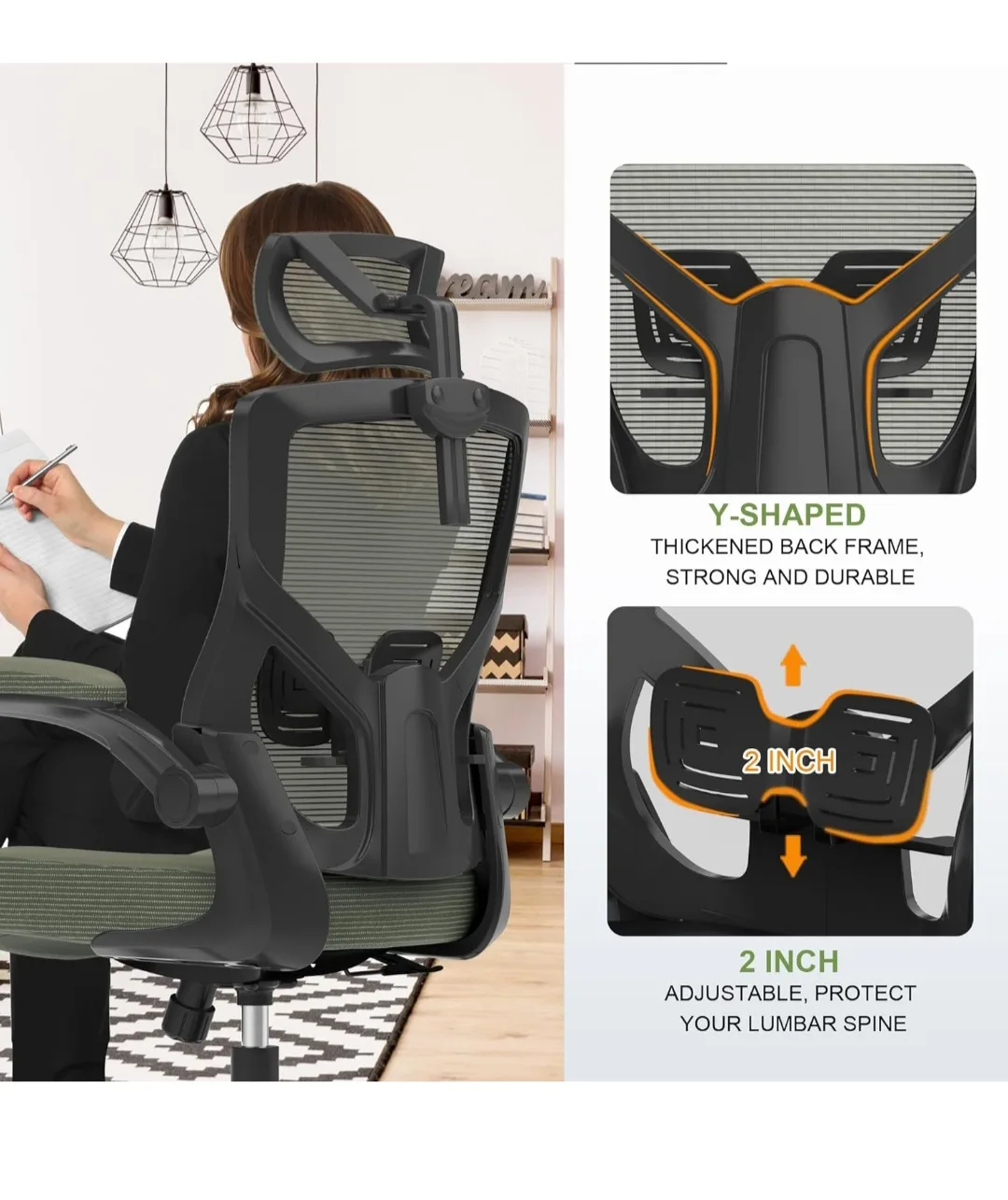 Ergonomic Mesh Office Chair with Adjustable Headrest image indicator(7)