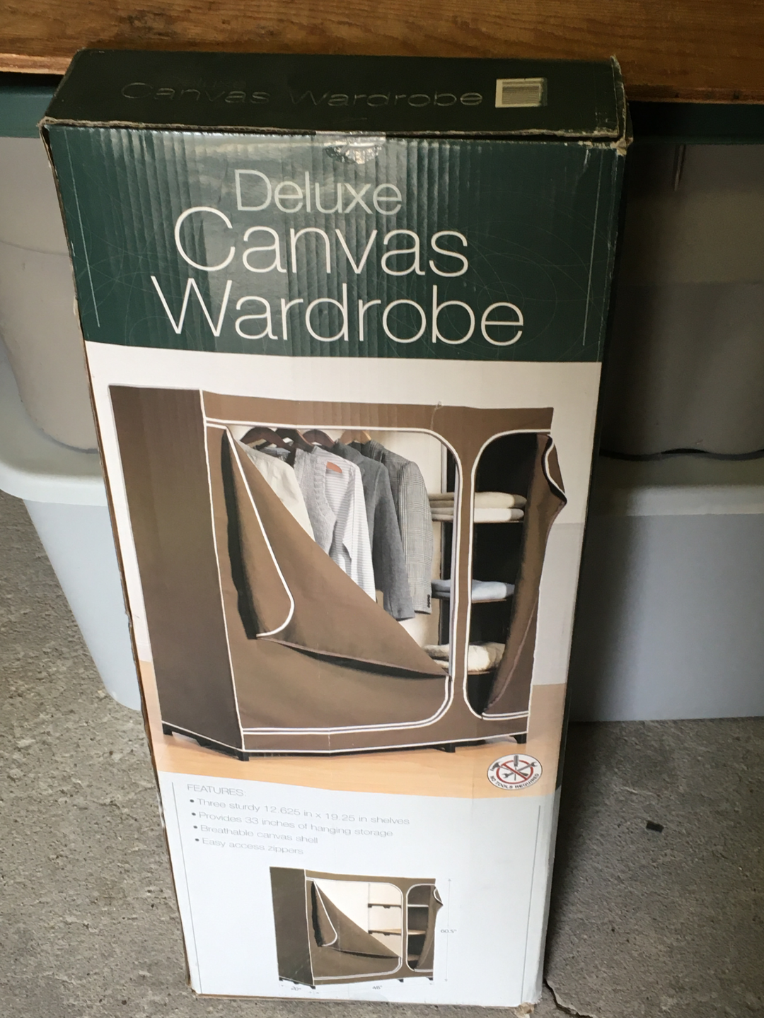 deluxe canvas wardrobe 48 in wide 20 in deep 60.5  tall