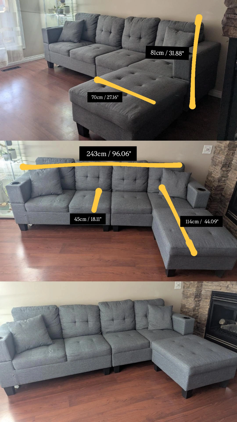 Sectional Sofa with Cup Holders and Cushions - photo 2